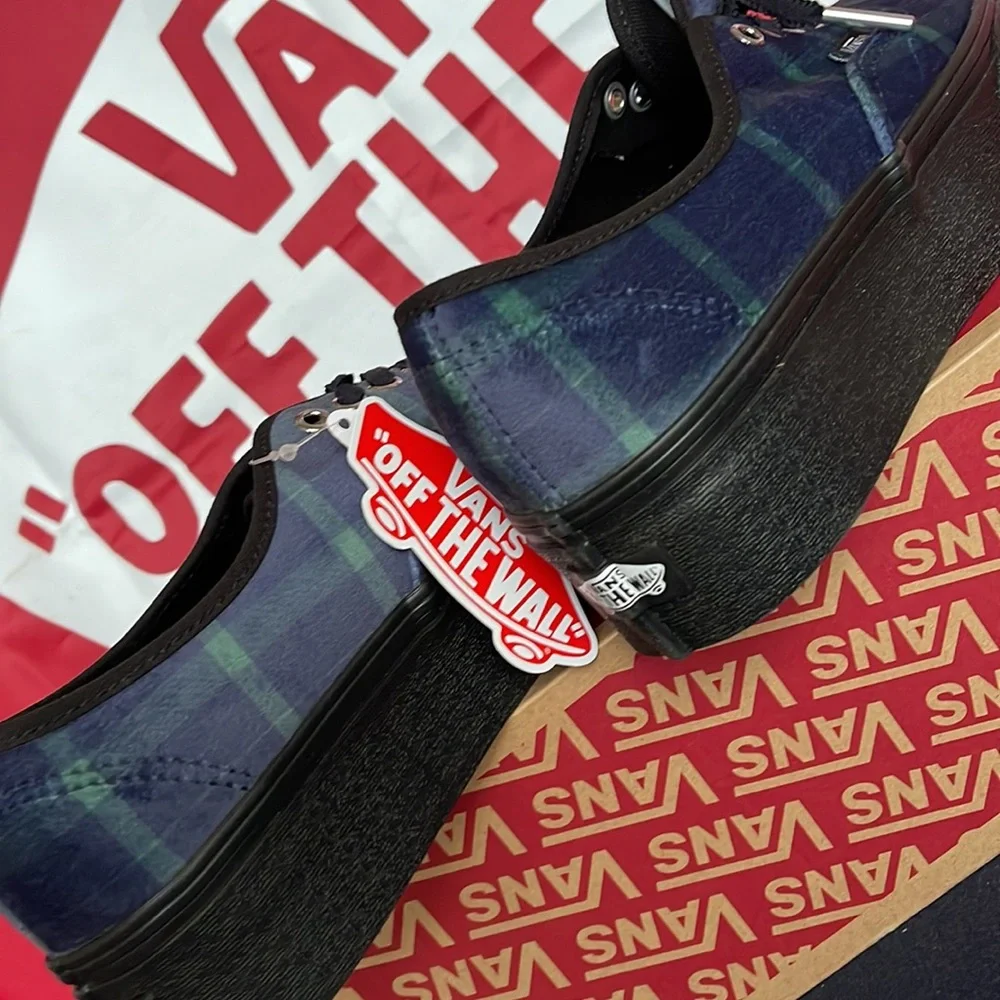 Vans Authentic Stacked Velvet Plaid Green/Black VNOA5KXX203 WMNS Platforms